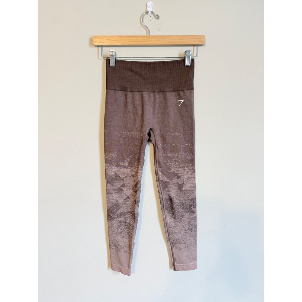 Gymshark Womens Seamless Ombre Camo Leggings Brown Tan High Waisted XS